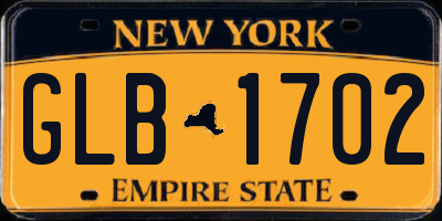 NY license plate GLB1702