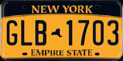 NY license plate GLB1703