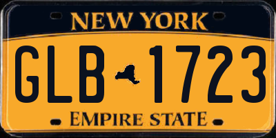 NY license plate GLB1723