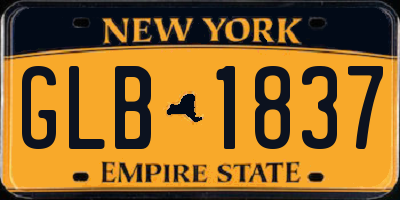 NY license plate GLB1837