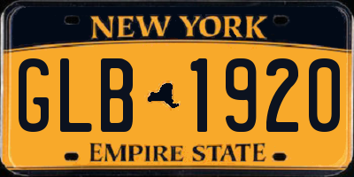 NY license plate GLB1920