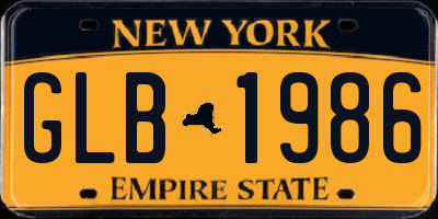NY license plate GLB1986