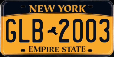 NY license plate GLB2003