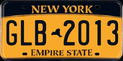 NY license plate GLB2013