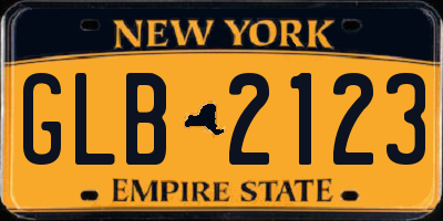 NY license plate GLB2123