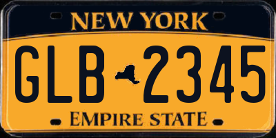NY license plate GLB2345