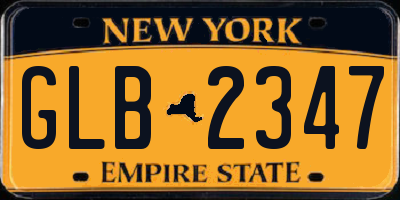 NY license plate GLB2347