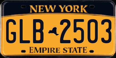NY license plate GLB2503
