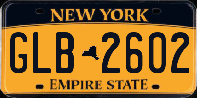 NY license plate GLB2602