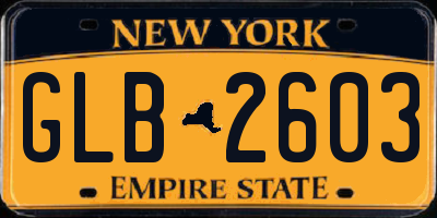 NY license plate GLB2603
