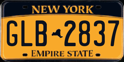 NY license plate GLB2837
