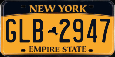NY license plate GLB2947