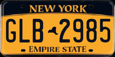 NY license plate GLB2985