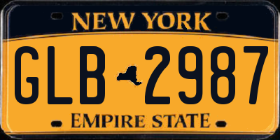 NY license plate GLB2987
