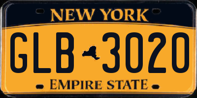 NY license plate GLB3020