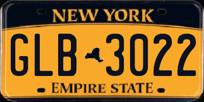 NY license plate GLB3022