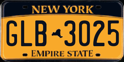 NY license plate GLB3025