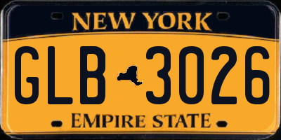 NY license plate GLB3026