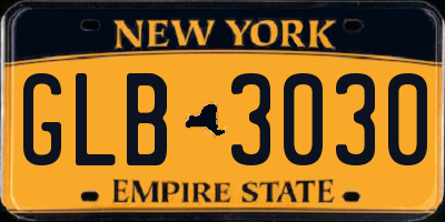 NY license plate GLB3030