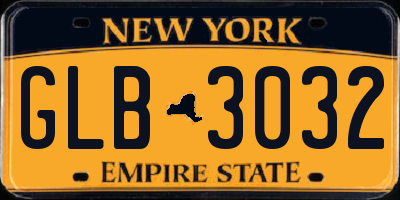 NY license plate GLB3032