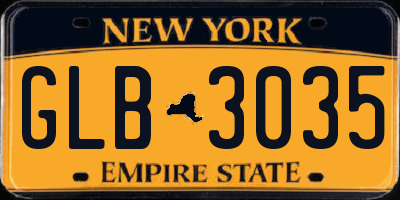 NY license plate GLB3035