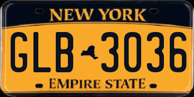 NY license plate GLB3036