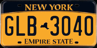 NY license plate GLB3040