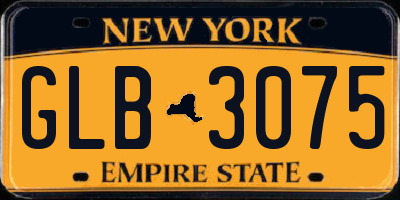 NY license plate GLB3075