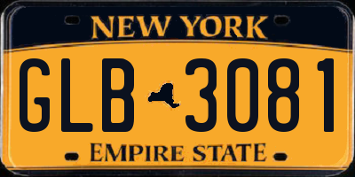 NY license plate GLB3081
