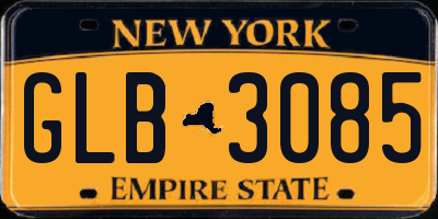 NY license plate GLB3085