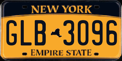 NY license plate GLB3096