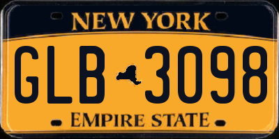 NY license plate GLB3098
