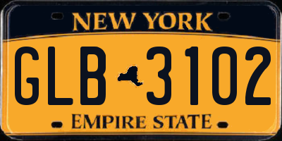 NY license plate GLB3102