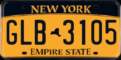 NY license plate GLB3105