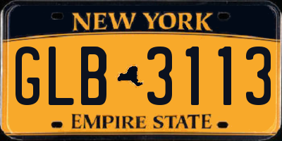 NY license plate GLB3113