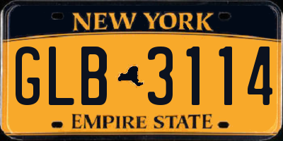 NY license plate GLB3114