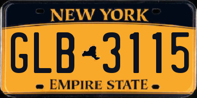 NY license plate GLB3115