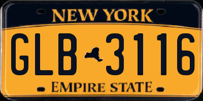 NY license plate GLB3116