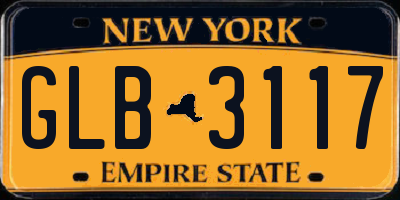 NY license plate GLB3117