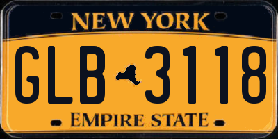 NY license plate GLB3118