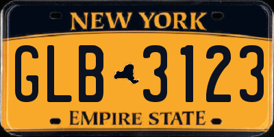 NY license plate GLB3123