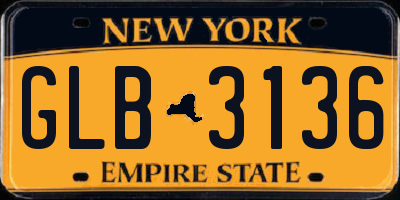 NY license plate GLB3136