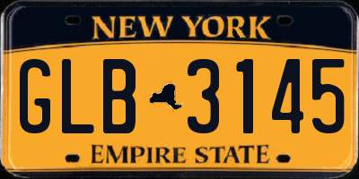 NY license plate GLB3145