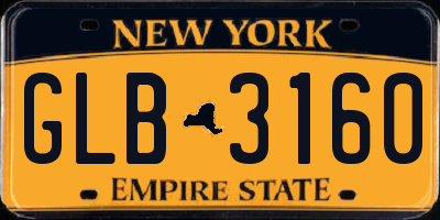 NY license plate GLB3160