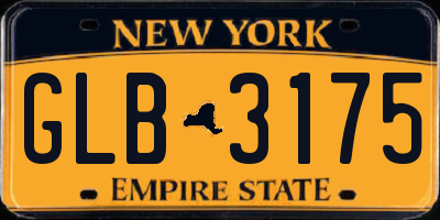 NY license plate GLB3175