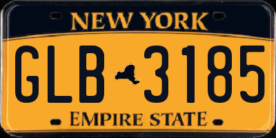 NY license plate GLB3185