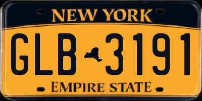 NY license plate GLB3191