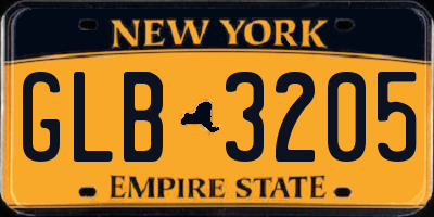 NY license plate GLB3205