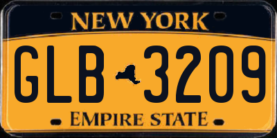 NY license plate GLB3209