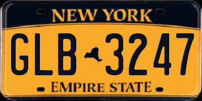 NY license plate GLB3247